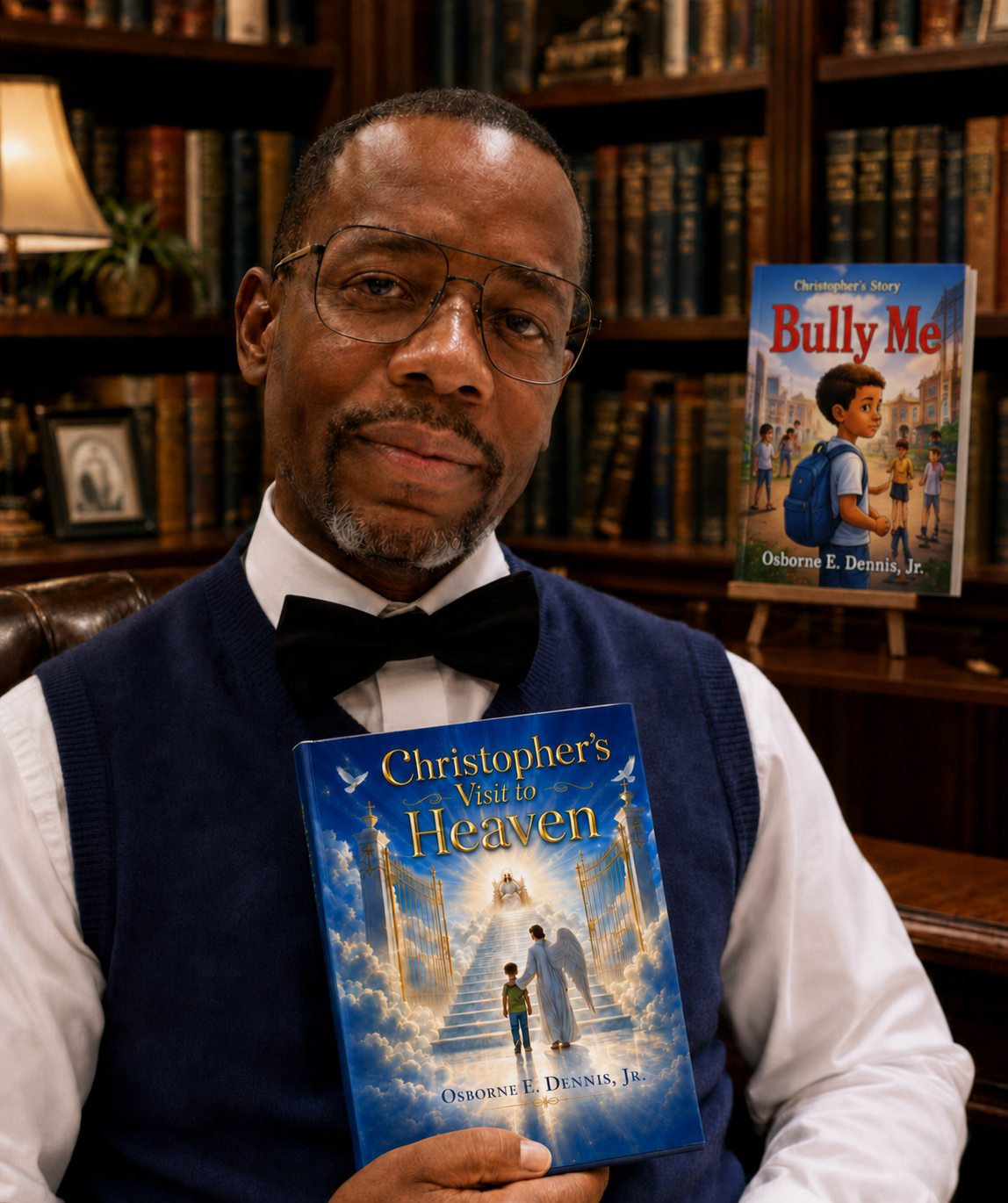 Osborne E. Dennis, Jr. holding Christopher's Visit to Heaven